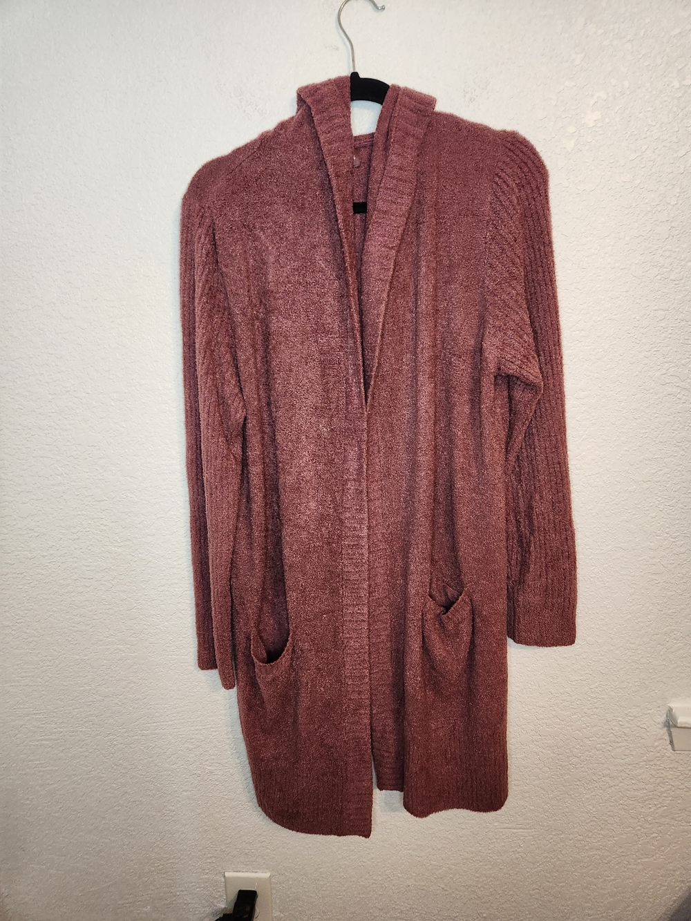 Barefoot Dreams Cozychic Lite Womens Plus Size L Pink Hooded Cardigan Sweater